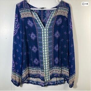 Lucky Brand Mosaic Patterned Tunic Top
